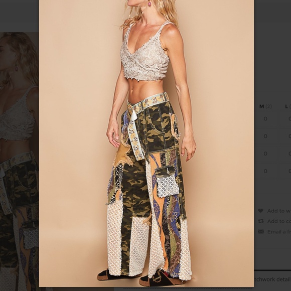 POL Camo and Lace Flare Jeans - Picture 2 of 6